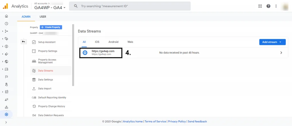 How to Get Mesurement ID for property in Google Analytics Version 4 ? GA4WP Find Mesurement ID 2 1024x443 1