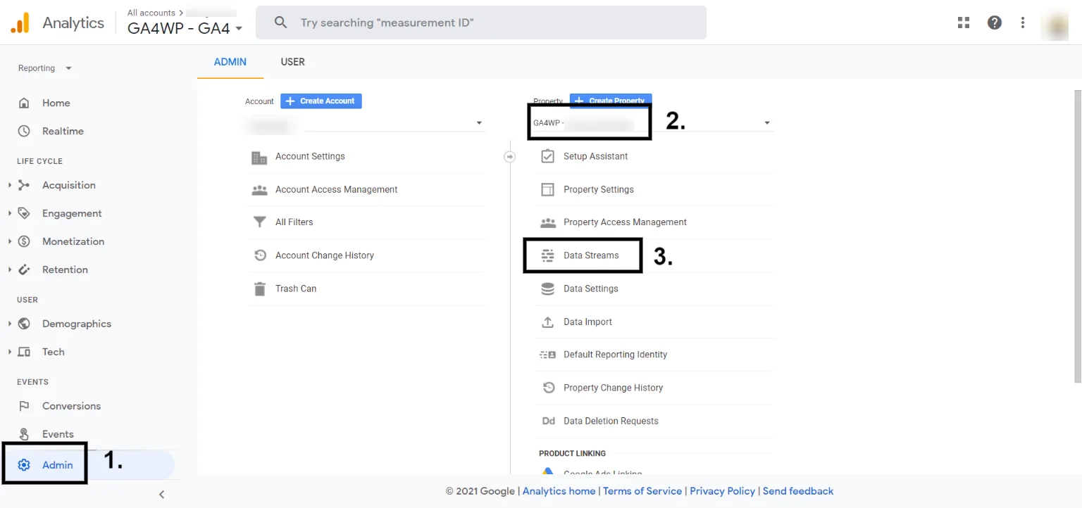 How to Get Mesurement ID for property in Google Analytics Version 4 ? GA4WP Find Mesurement ID