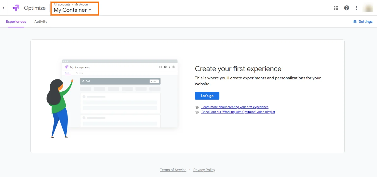 How to get your Goolge Optimize Container ID? GoogleOptimizeContainerID2